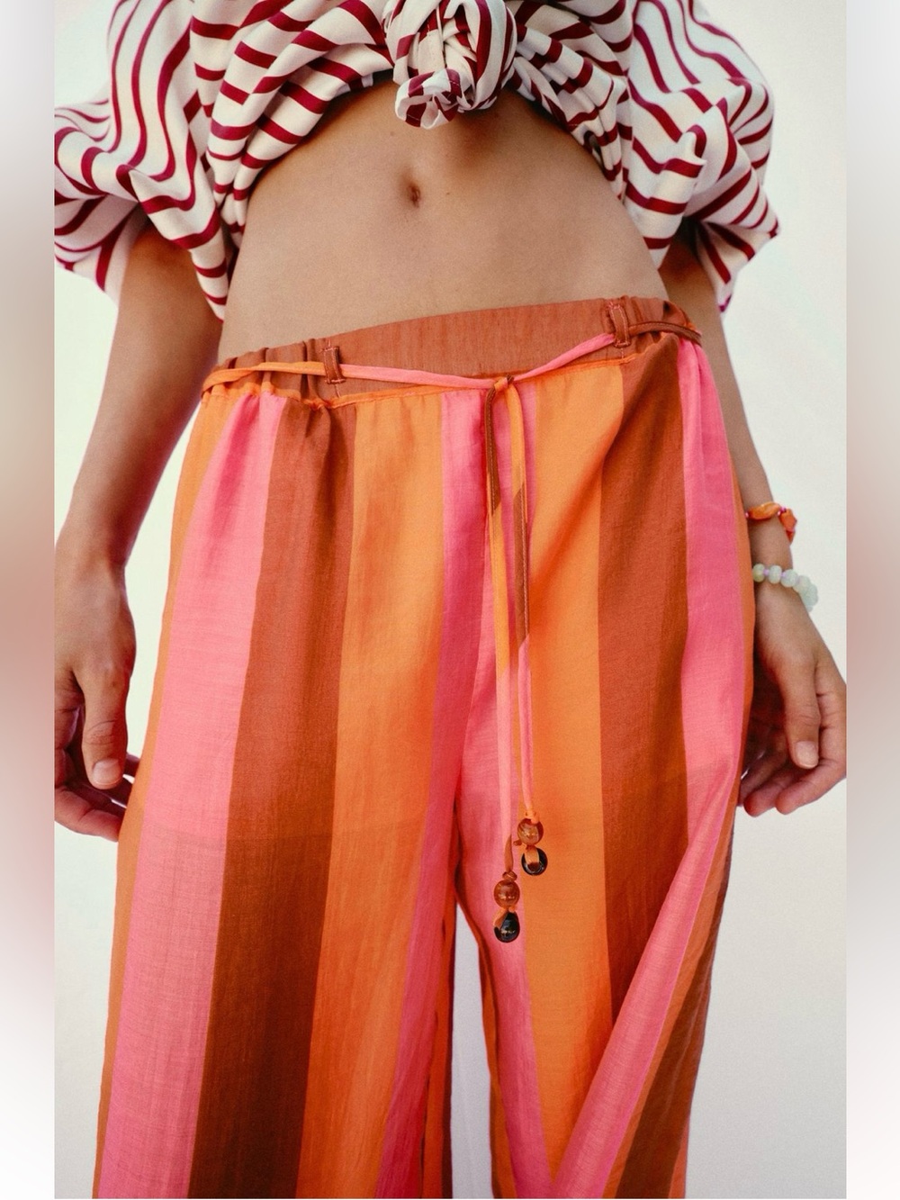 New ZARA Striped Wide-Leg Pants - Picture 3 of 9